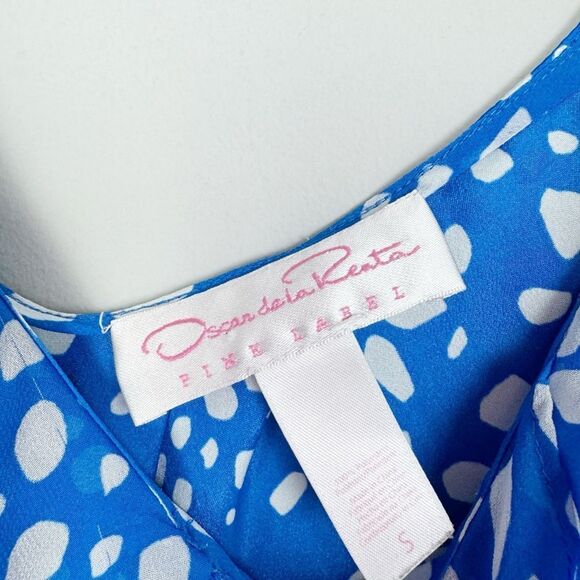 OSCAR DE LA RENTA | Pink Label Blue & White Ruffle Bib Tank Top Women’s Size S - Picture 5 of 8